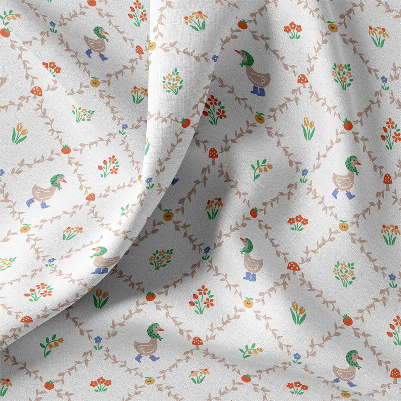 Printed Cotton HAGA White / Red